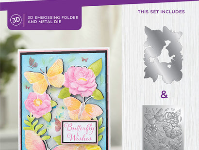 Gemini 4 x 6" 3D Embossing Folder & Metal Die - Butterflies and Blooms