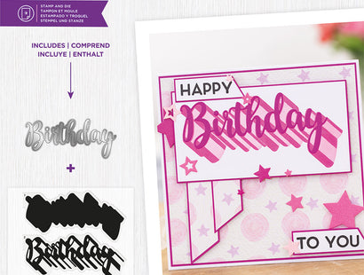 Gemini Shadow Sentiment Stamp & Die - Happy Birthday to You