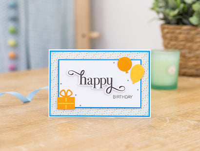 Gemini Fancy Sentiments Stamp and Die - Happy Birthday