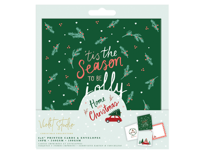 6" x 6" Printed Christmas Cards and Envelopes - 10 Pack - Violet Studio