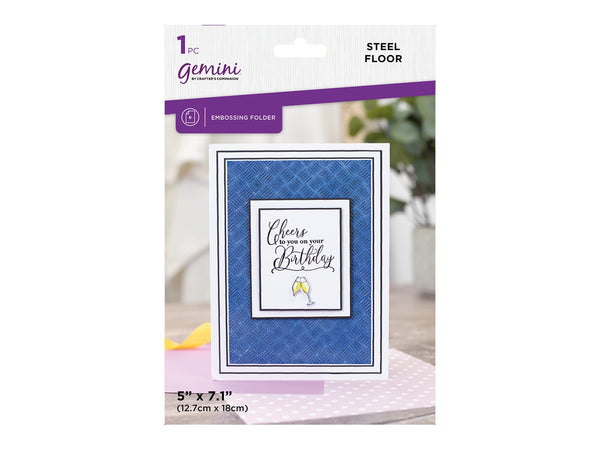 Gemini 5 x 7” 2D Textured Embossing Folder - Steel Floor