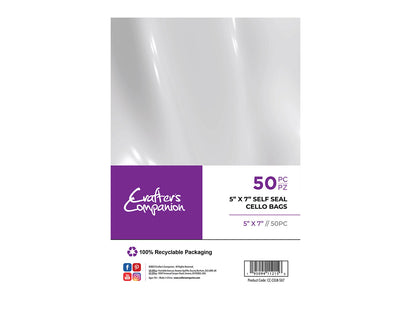 Crafter's Companion 5"x 7" Self Seal Cello Bags - 50 Pack