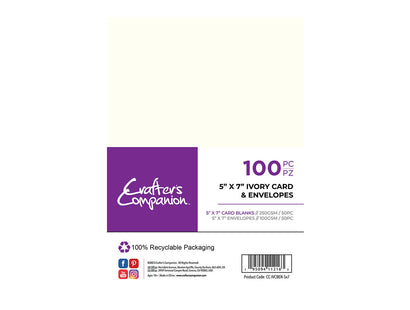 Crafter's Companion 5 "x 7" Ivory Card & Envelopes - 100 Pack