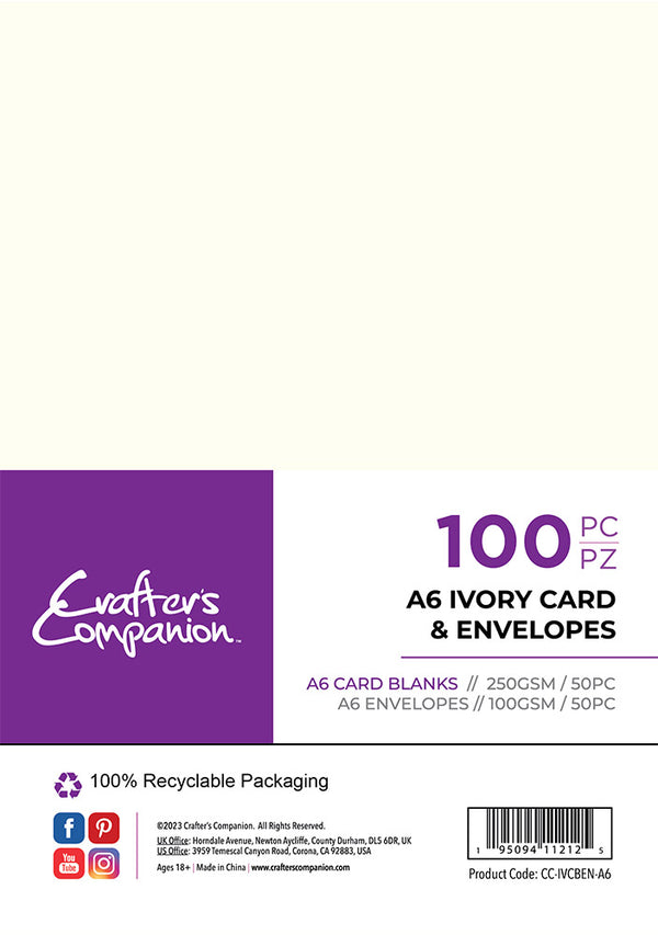 Crafters Companion  - A6 Ivory Card & Envelopes 100pc