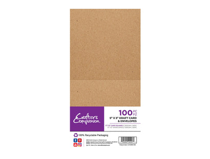 Crafter's Companion 5"x 5" Kraft Card & Envelopes - 100 Piece