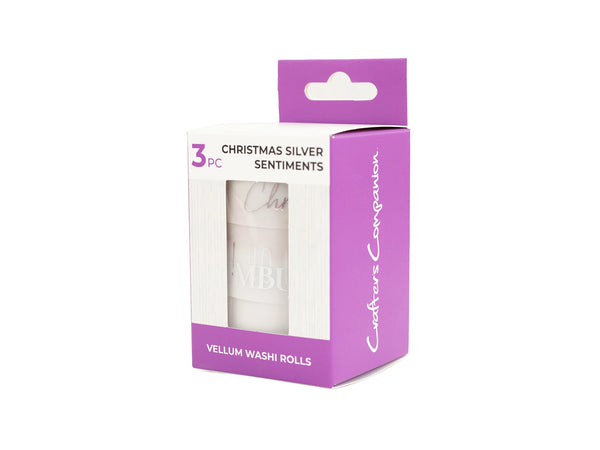 Crafters Companion Vellum Washi Rolls - Christmas Silver Sentiments