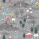 Lewis & Irene Fabric - Snow Day on Grey