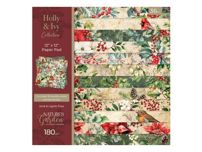 Nature’s Garden - Holly & Ivy - 12” x 12” Paper Pad