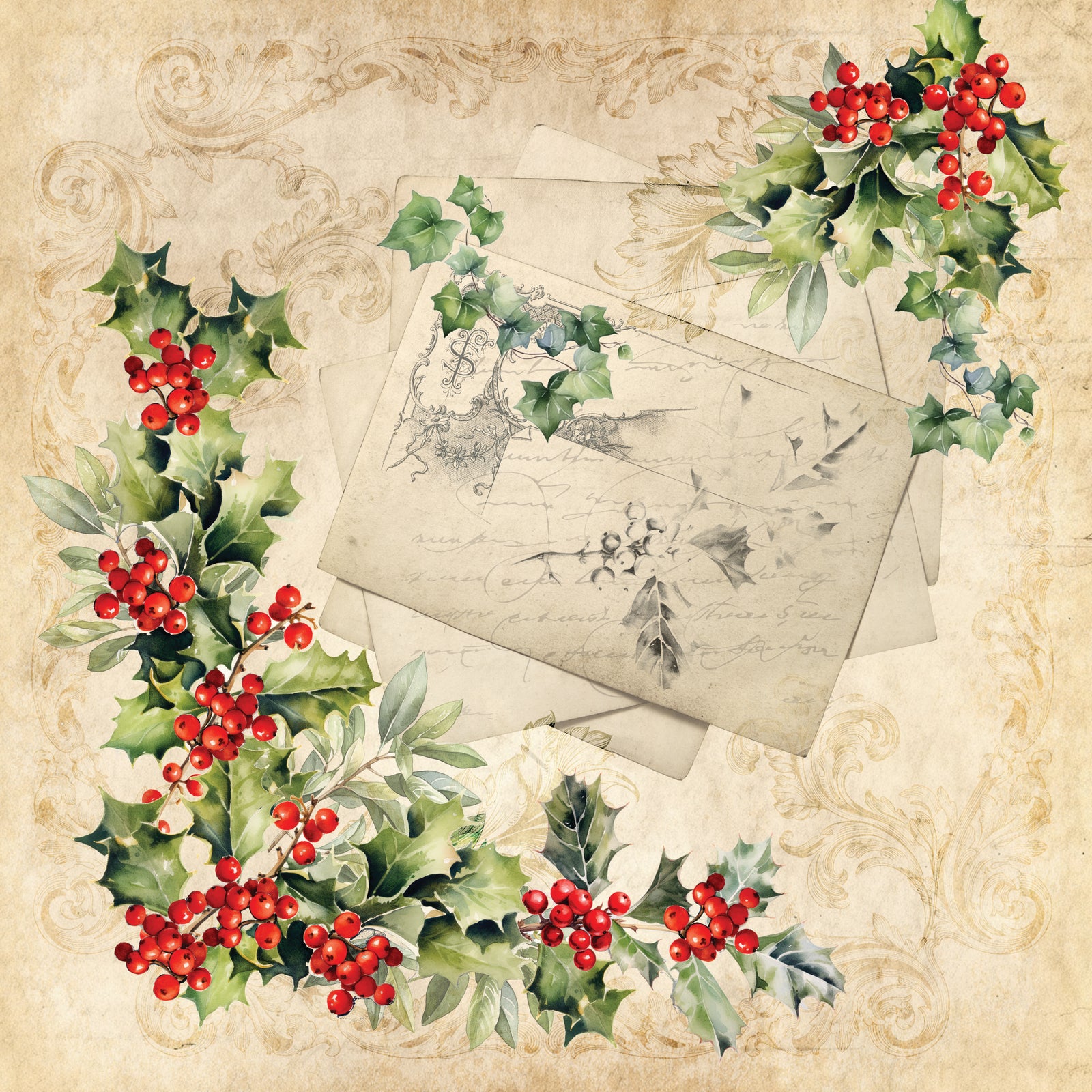 Nature’s Garden - Holly & Ivy - 6” x 6” Paper Pad