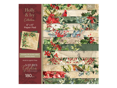 Nature’s Garden - Holly & Ivy - 6” x 6” Paper Pad