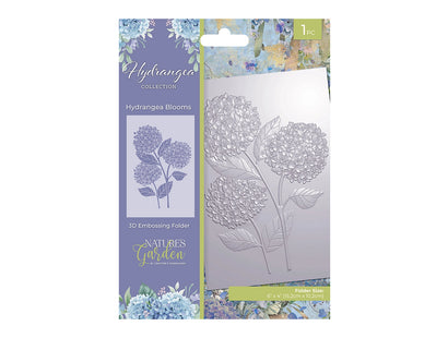 Nature's Garden - Hydrangea - 6"x4" 3D Embossing Folder - Hydrangea Blooms