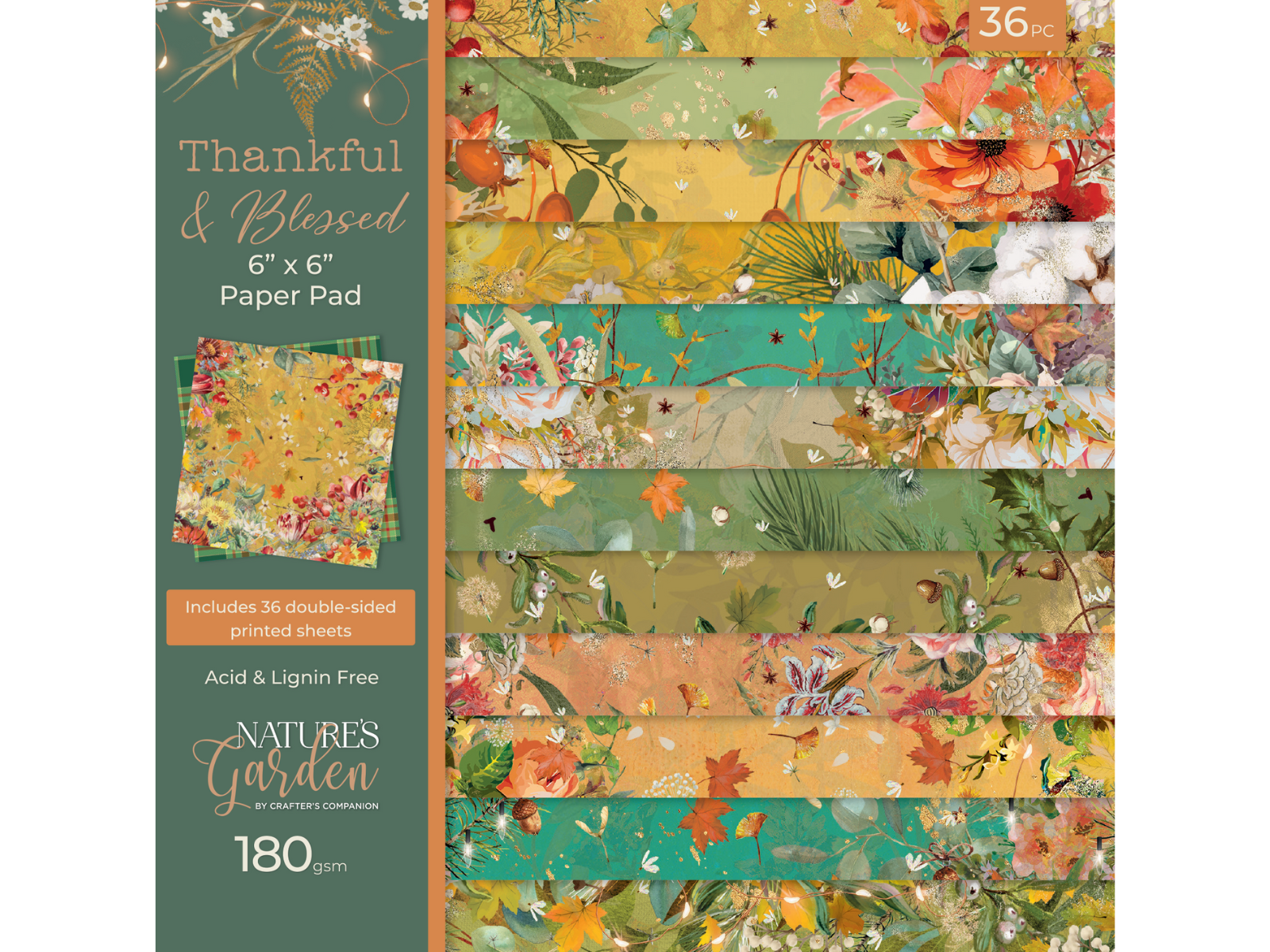 Nature's Garden - Thankful & Blessed 6"x6" Paper Pad