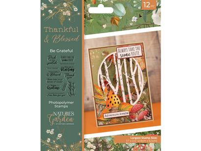 Nature's Garden - Thankful & Blessed Photopolymer Stamp - Be Grateful