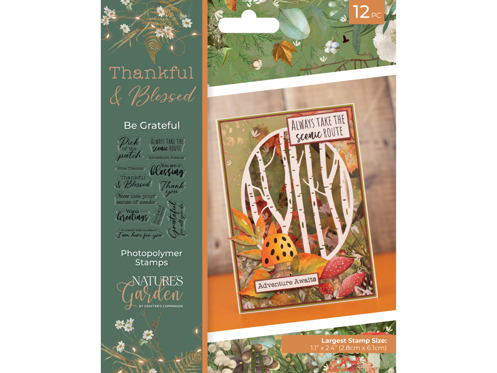 Nature's Garden - Thankful & Blessed Photopolymer Stamp - Be Grateful