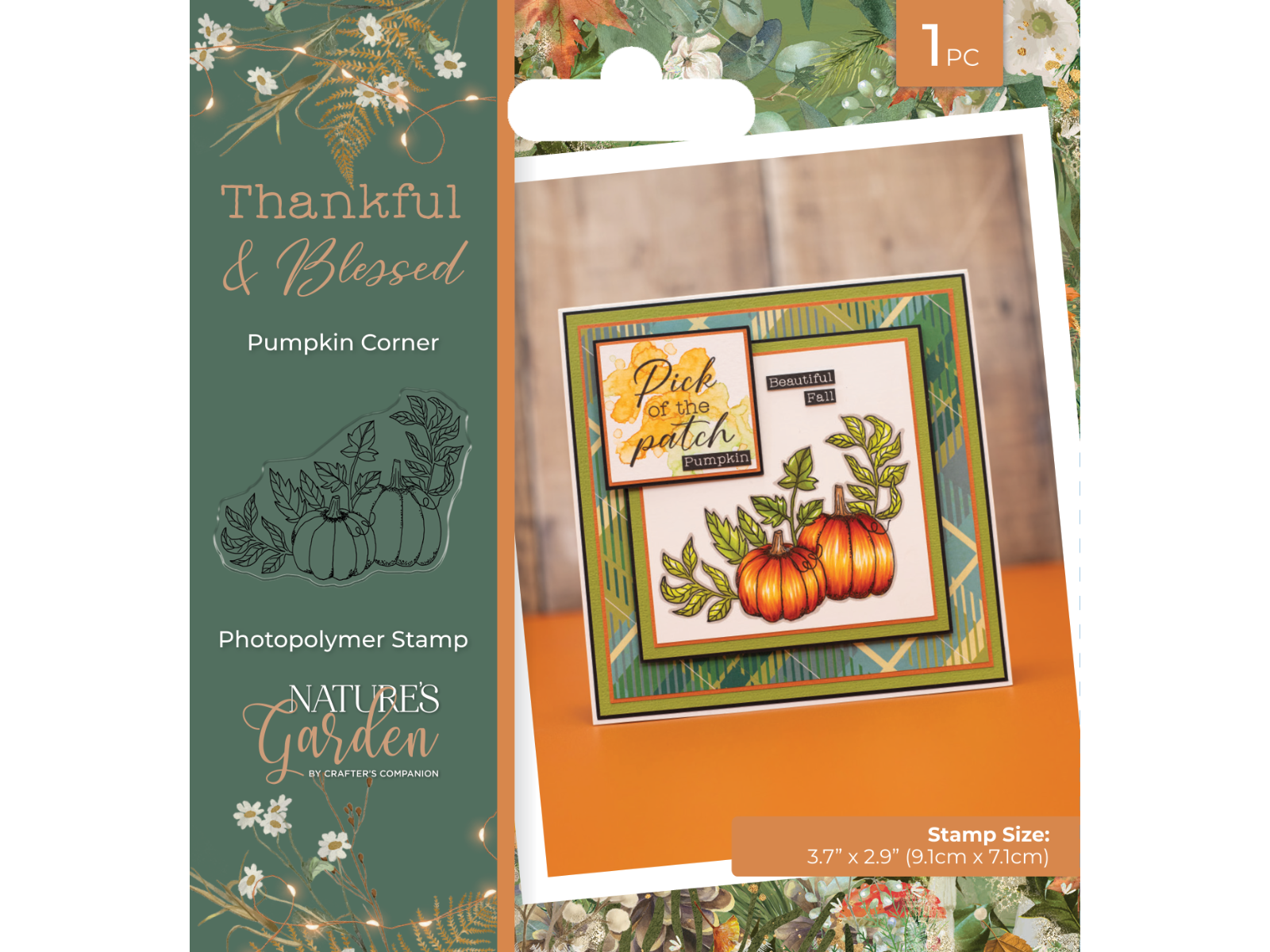 Nature's Garden - Thankful & Blessed Photopolymer Stamp - Pumpkin Corner