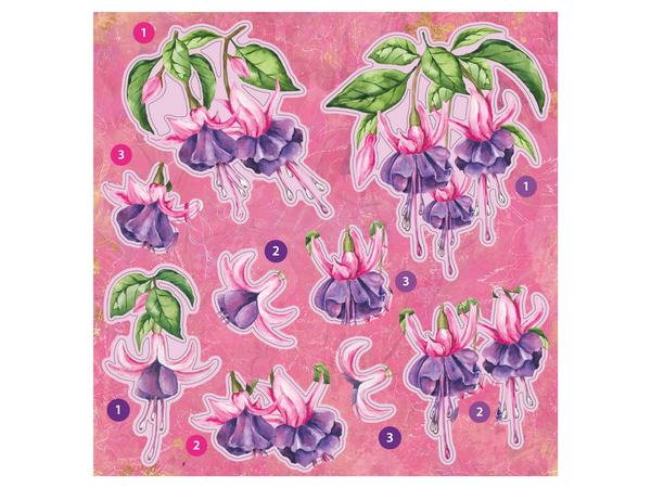 Nature's Garden Fabulous Fuchsia 6” x 6” Decoupage Pad