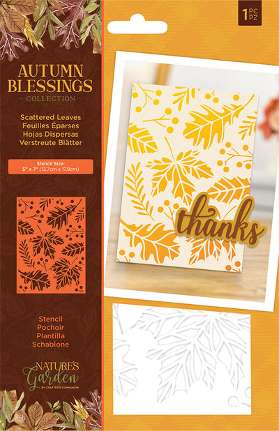 Nature's Garden Autumn Blessings Collection Stencil - Scattered Leaves