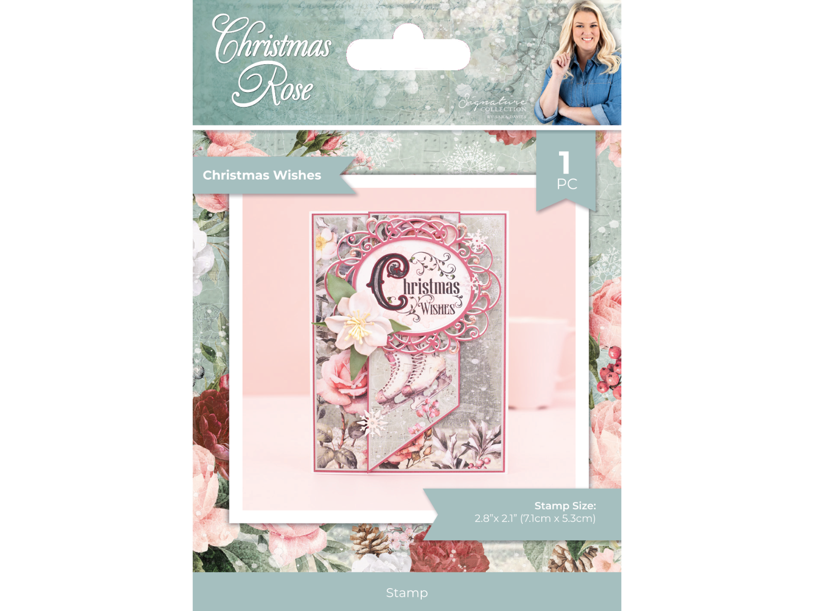 Sara Signature Christmas Rose Clear Acrylic Stamp - Christmas Wishes