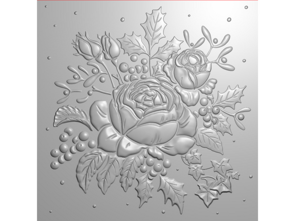 Sara Signature Christmas Rose 3D Embossing Folder 5.5” x 5.5”  - Christmas Roses