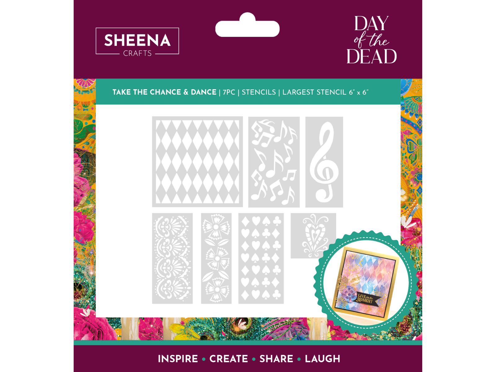 Sheena Douglass Day of the Dead Stencil Set - Take the Chance & Dance