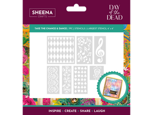 Sheena Douglass Day of the Dead Stencil Set - Take the Chance & Dance