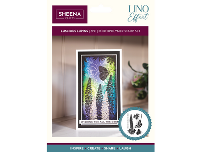 Sheena Douglass Lino Effect Photopolymer Stamp - Luscious Lupins