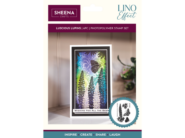 Sheena Douglass Lino Effect Photopolymer Stamp - Luscious Lupins