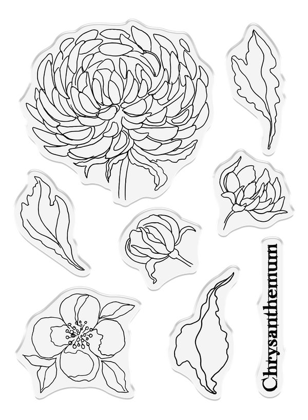 Sheena Douglass Watercolour Fusion Photopolymer Stamp - Classic Chrysanthemum
