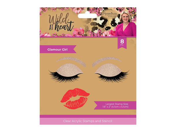 Sara Signature Wild at Heart Stencil and Clear Acrylic Stamp - Glamour Girl