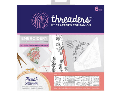 Threaders Embroidery Transfer Sheets - Floral  Folded