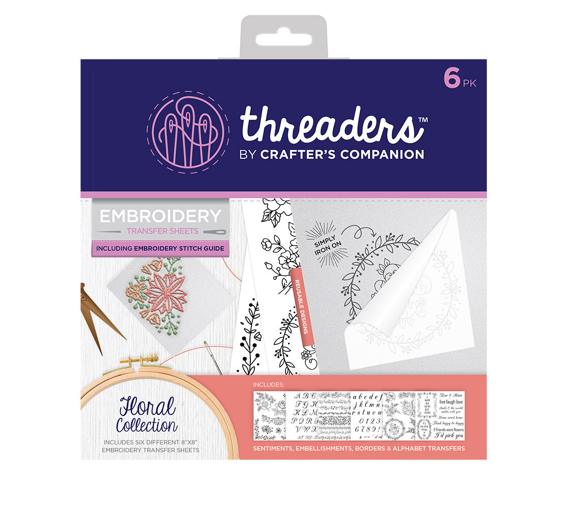 Threaders Embroidery Transfer Sheets - Floral  Folded