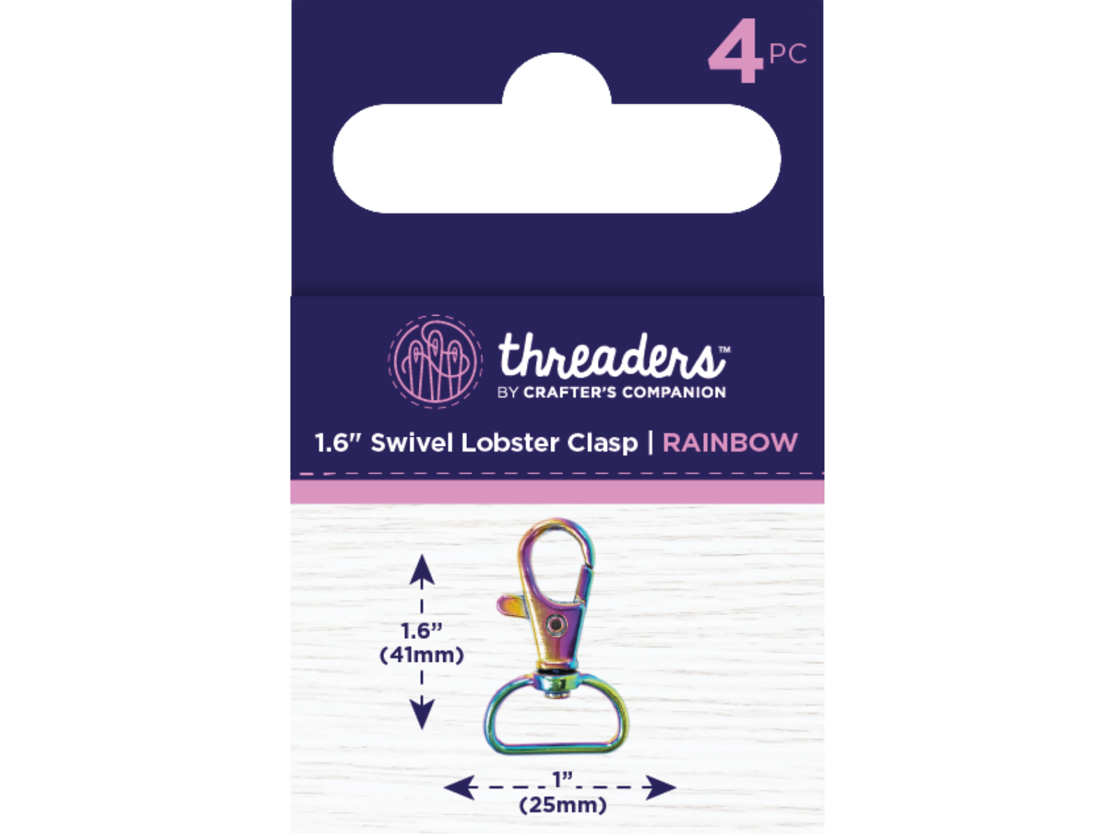 Threaders 1.6” Swivel Lobster Clasp - Rainbow (4pc)