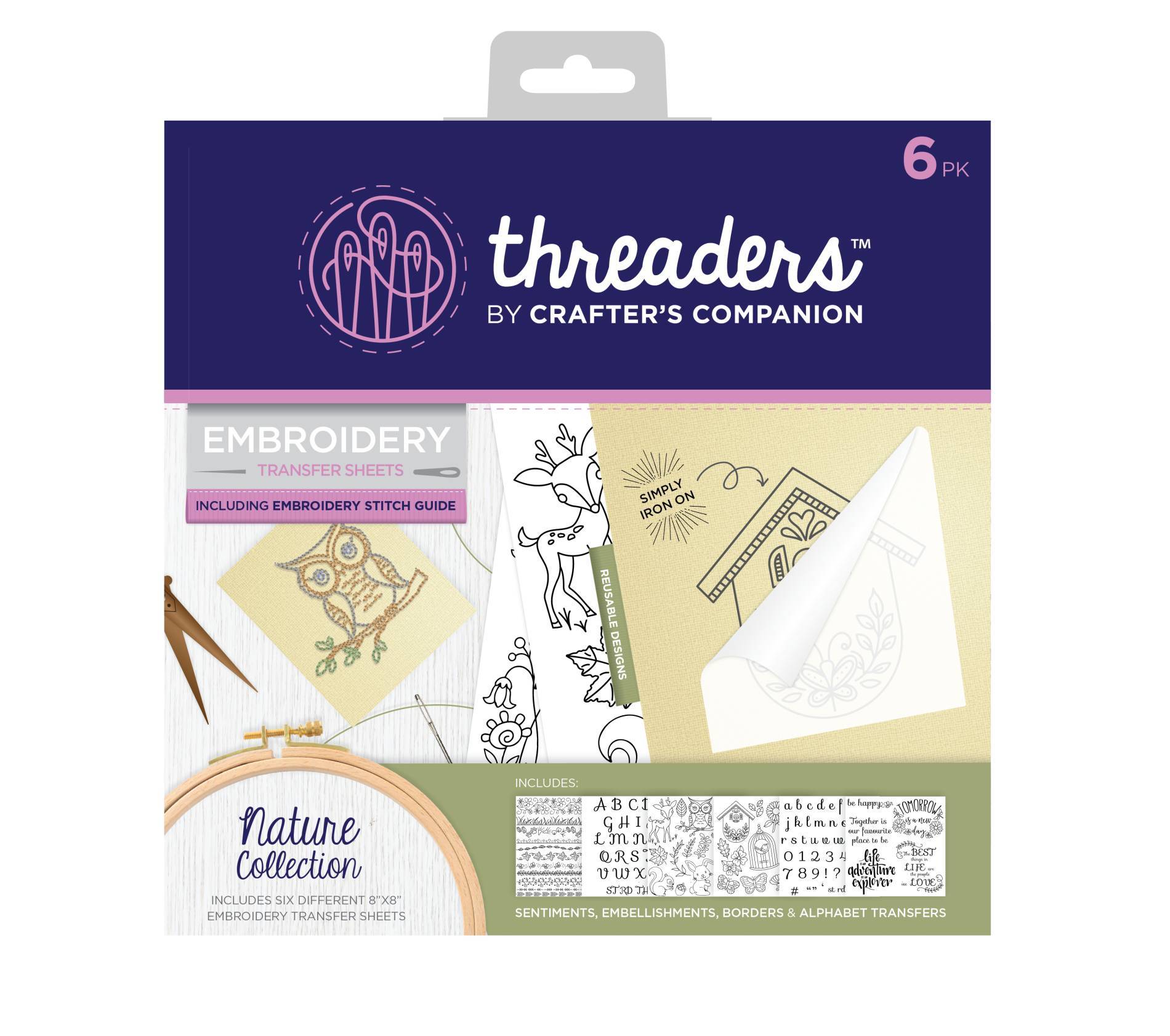 Threaders Embroidery Transfer Sheets - Nature Folded -Crafters Companion UK