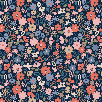 Lewis & Irene Fabric - Ditzy Floral on Dark Blue