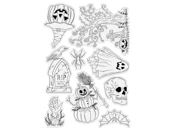 Vintage Halloween Clear Acrylic Stamps - Vintage Halloween