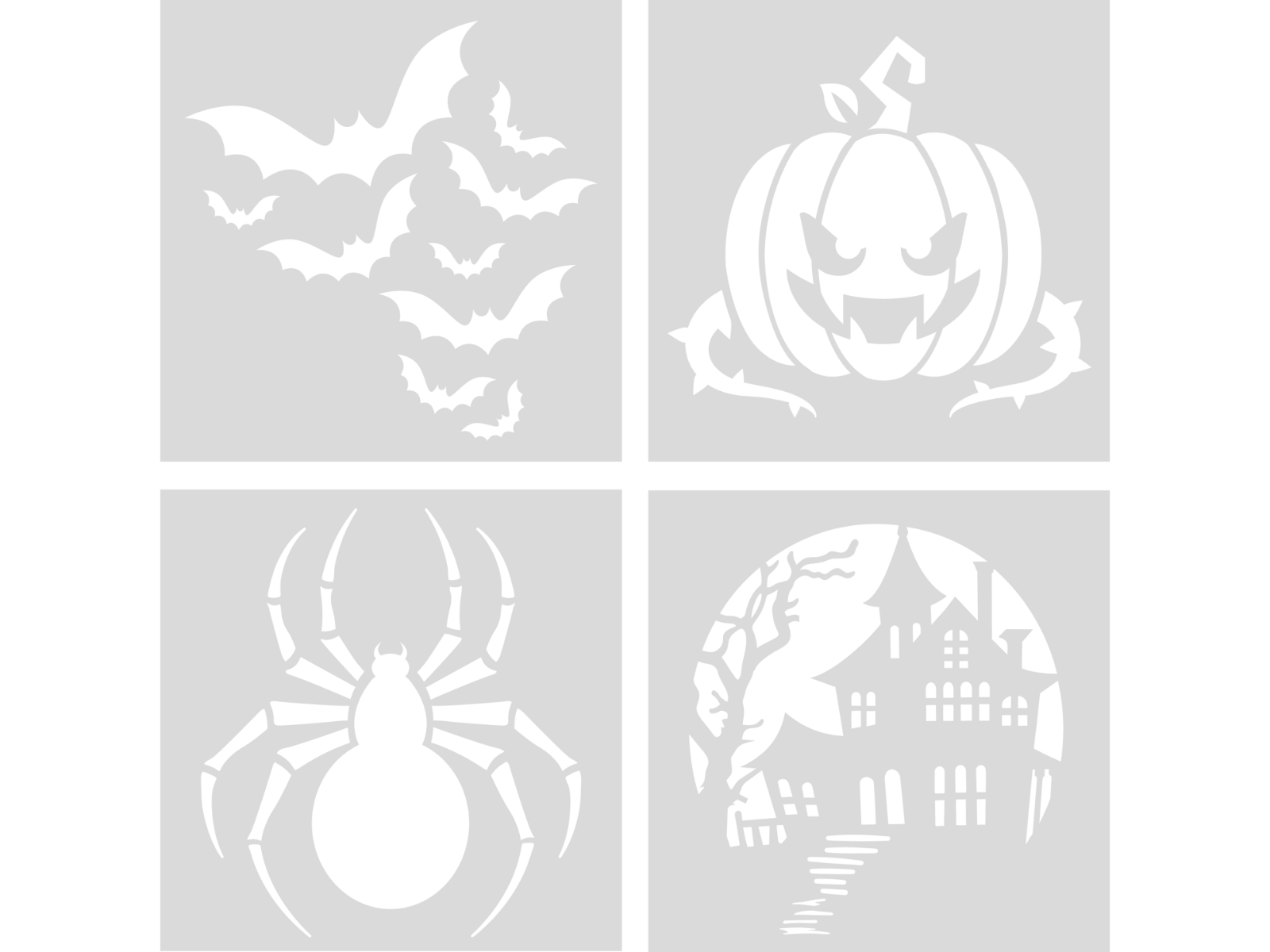 Vintage Halloween 4" x 4" Stencil Set 4 piece - Halloween