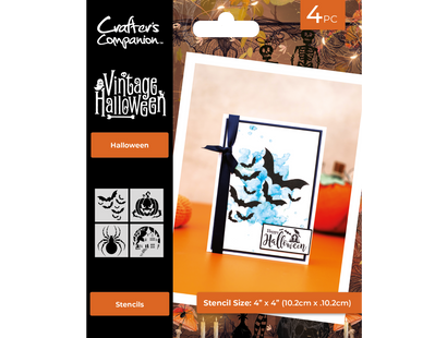 Vintage Halloween 4" x 4" Stencil Set 4 piece - Halloween