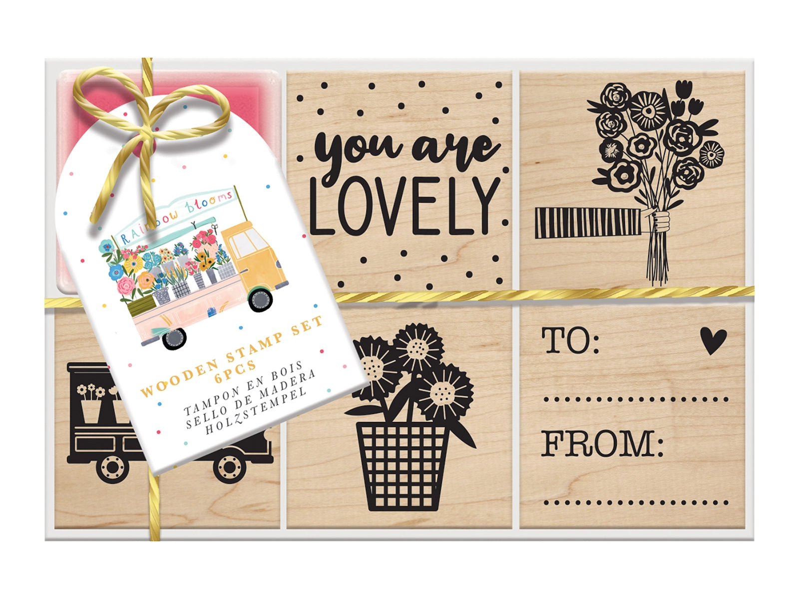 Wooden Stamps & Ink Pad Rainbow Blooms - Violet Studios