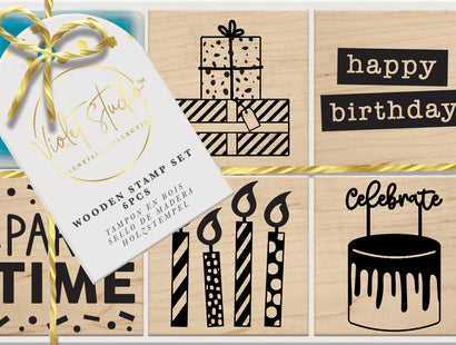 Violet Studios Wooden Stamp Set - Party - 6pcs