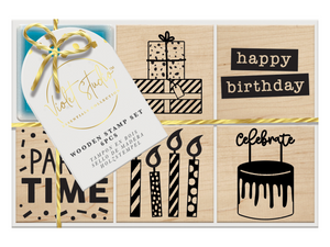 Wooden Stamp Set Party - 6pcs - Violet Studios