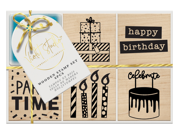 Wooden Stamp Set Party - 6pcs - Violet Studios