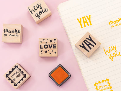 Violet Studios Wooden Stamp Set - Sentiments - 6pcs