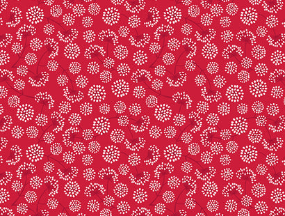 Lewis & Irene Fabric - Red Seed Heads with Pearl