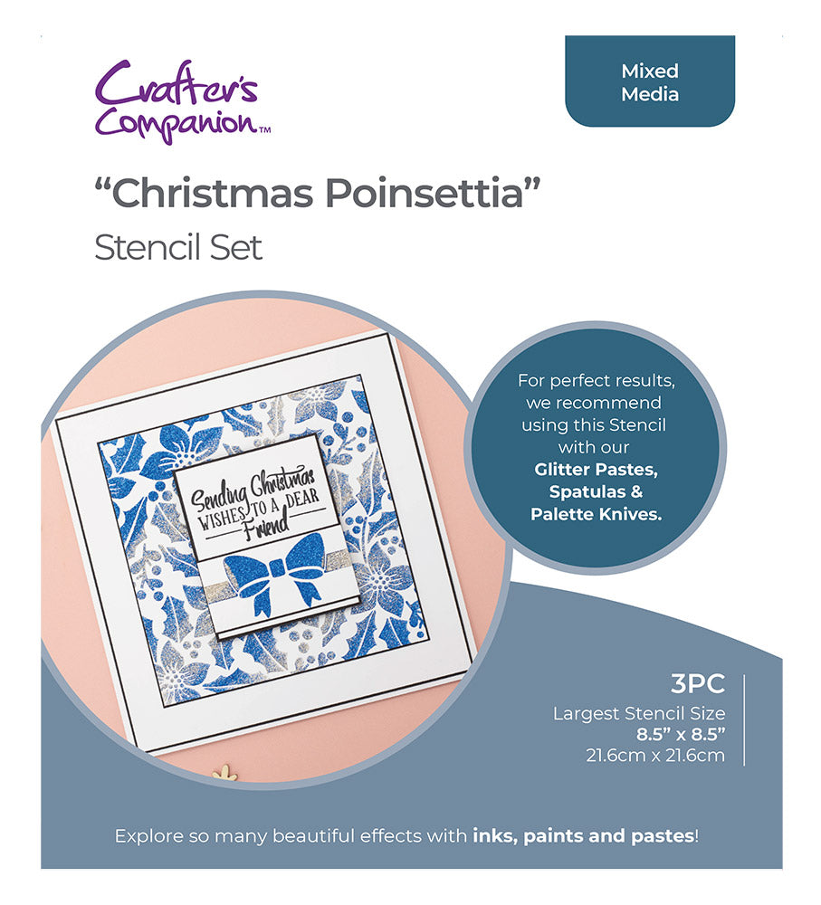 Crafters Companion Stencil Set - Christmas Poinsettia