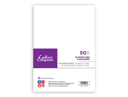 Crafter's Companion 5"x 7" White Card & Envelopes - 100 Piece