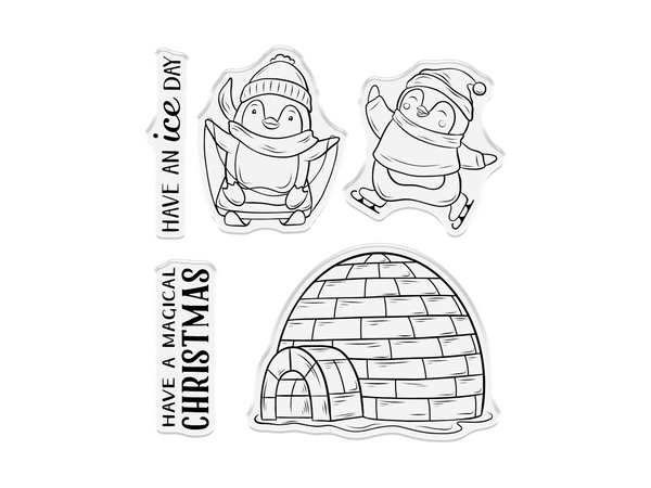 Crafters Companion Stamp and Die - Festive Penguins