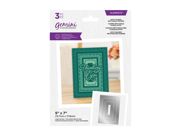 Gemini Elements Nesting Frame Die - Ditsy Floral Rectangle