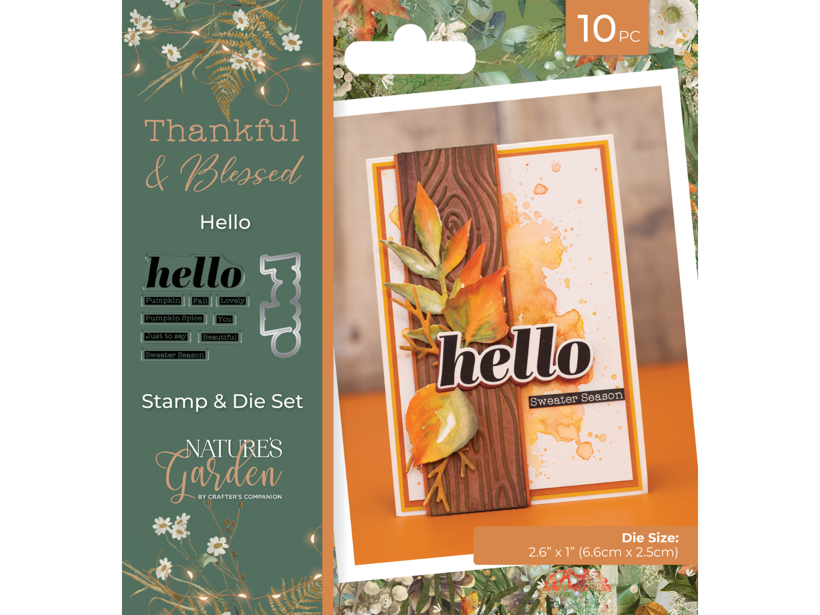 Nature's Garden - Thankful & Blessed Stamp and Die - Hello