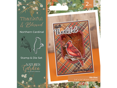 Nature's Garden - Thankful & Blessed - Stamp and Die - Northern Cardinal