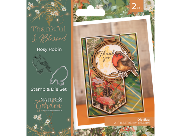 Nature's Garden - Thankful & Blessed - Stamp and Die - Rosy Robin